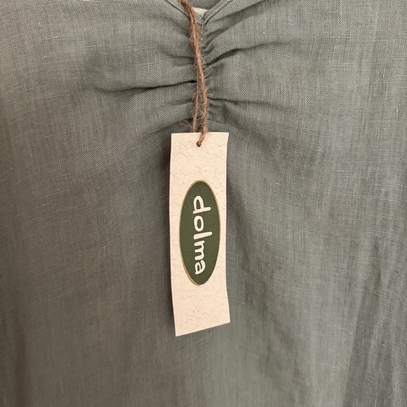 Dolma Sage Green V-Neck Sleeveless Kiko Linen Slip Midi Dress Large NWT - Picture 6 of 9